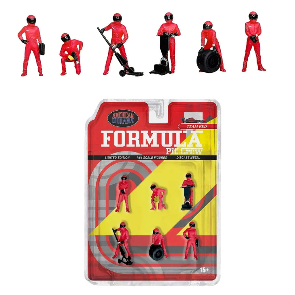 American Diorama 1:64 Scale Formula 1 Pit Crew Set - Team Red