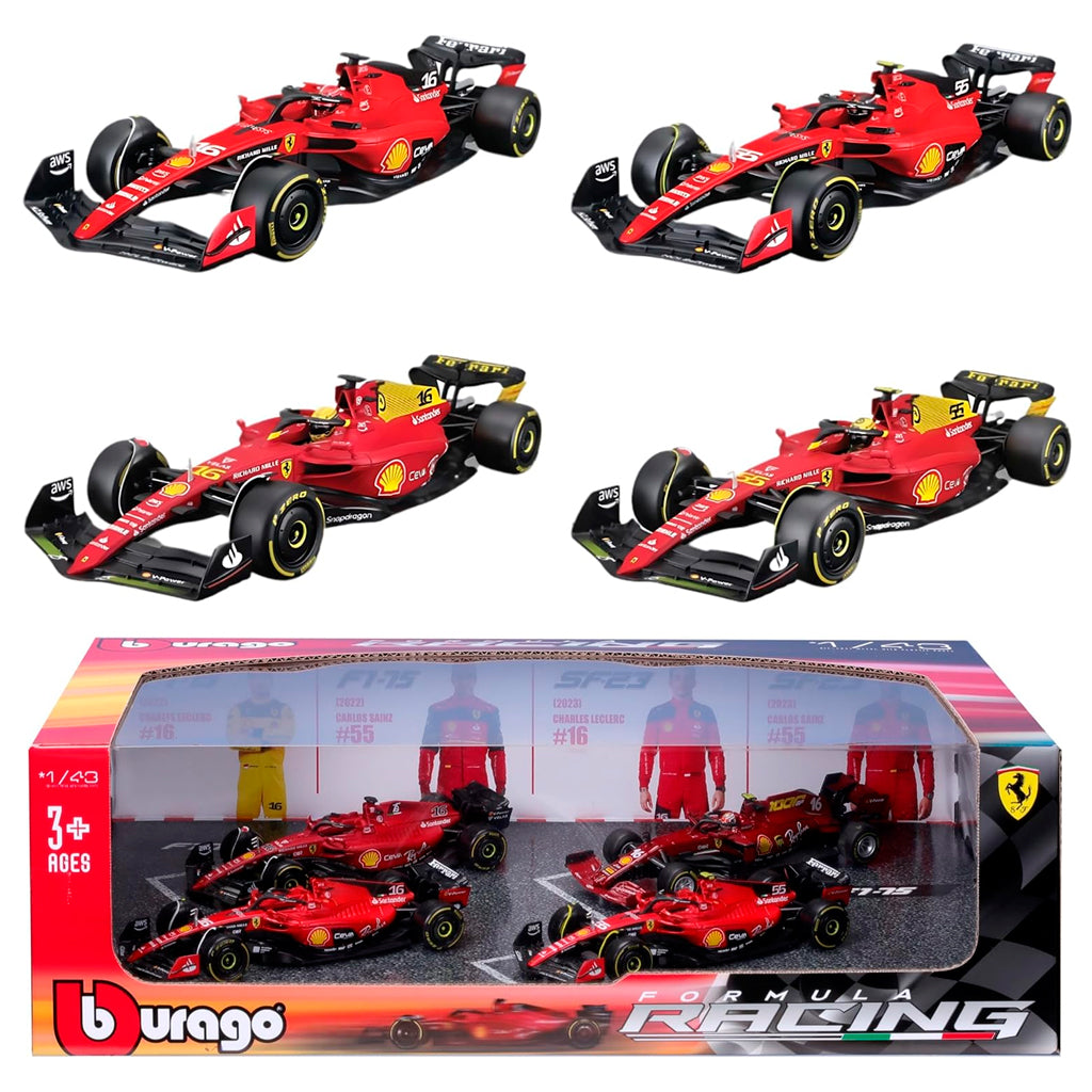 Bburago Ferrari F1 Team Set Of Cars (F1-75 SF23) (1:43