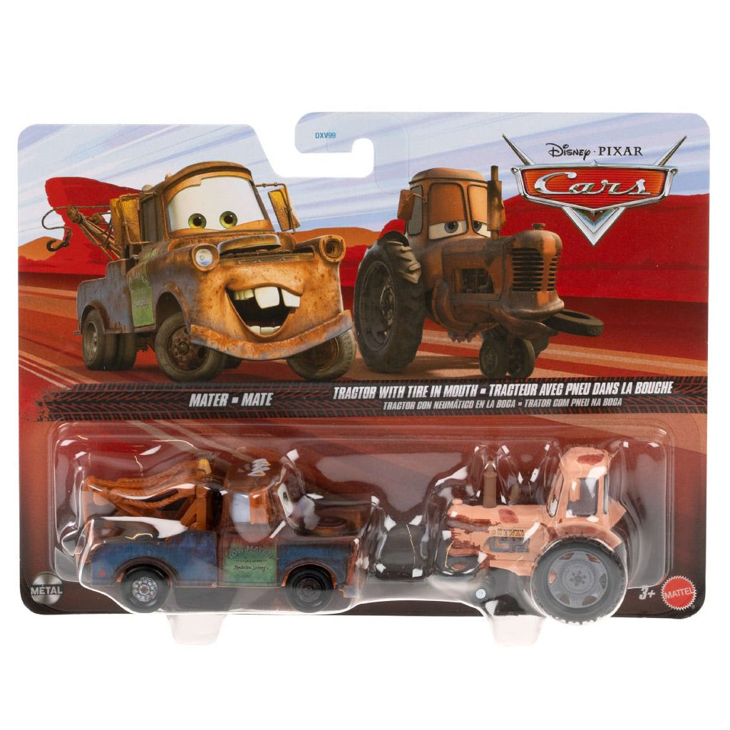 Disney Pixar Cars Twin Pack - Mater & Tractor With Tire In Mouth