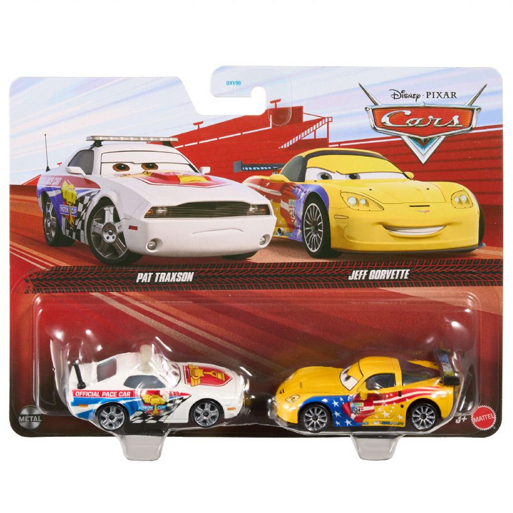 Disney Pixar Cars Twin Pack - Pat Traxson & Jeff Corvette (1:55 Scale)