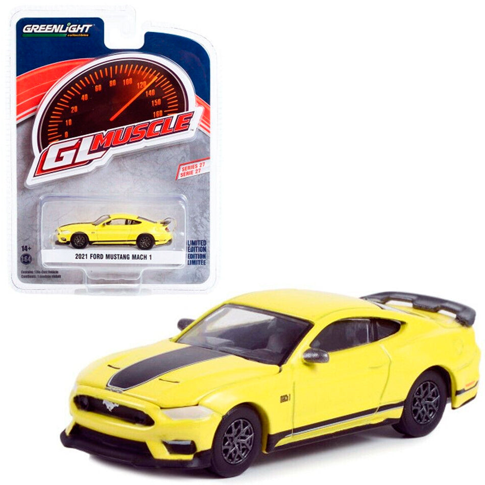 Greenlight 2021 Ford Mustang Mach 1 Grabber Yellow (1/64)