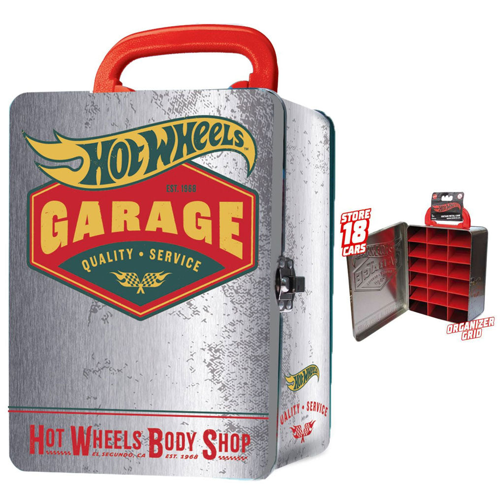 Hot Wheels Car Metal Carry Case Silver (Garage)