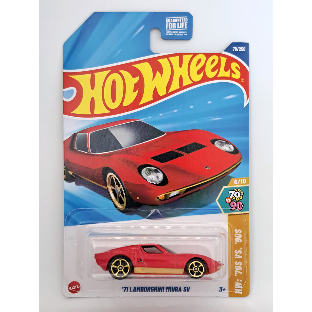 Hot Wheels - '71 Lamborghini Miura SV Red (US LC) HYX22 (70s Vs 90s)