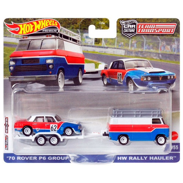 Hot Wheels Premium Team Transport - 70 Rover P6 Group 2 (Card Creased)
