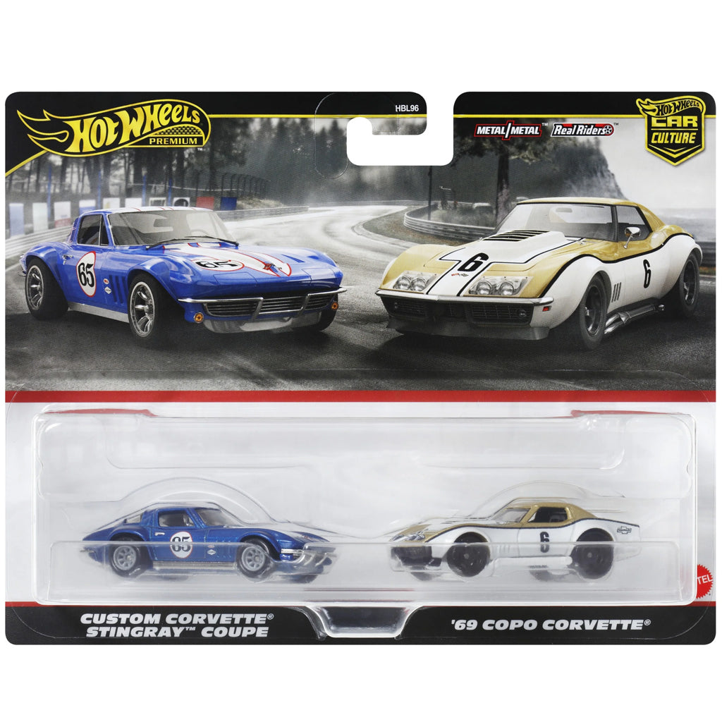 Hot Wheels Premium Twin Pack - Corvette Stingray Coupe & Copo Corvette