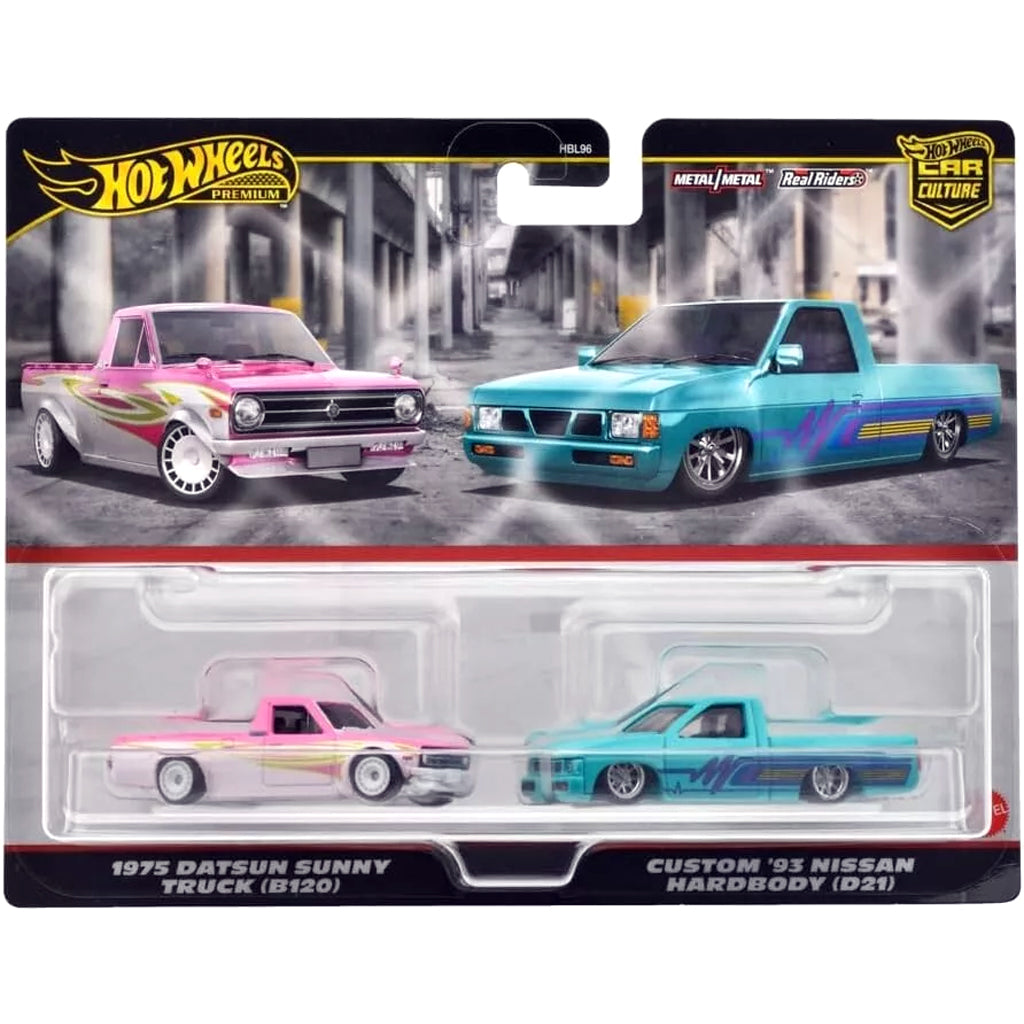 Hot Wheels Premium 2 Pack Datsun Sunny Truck & Custom Nissan Hardbody