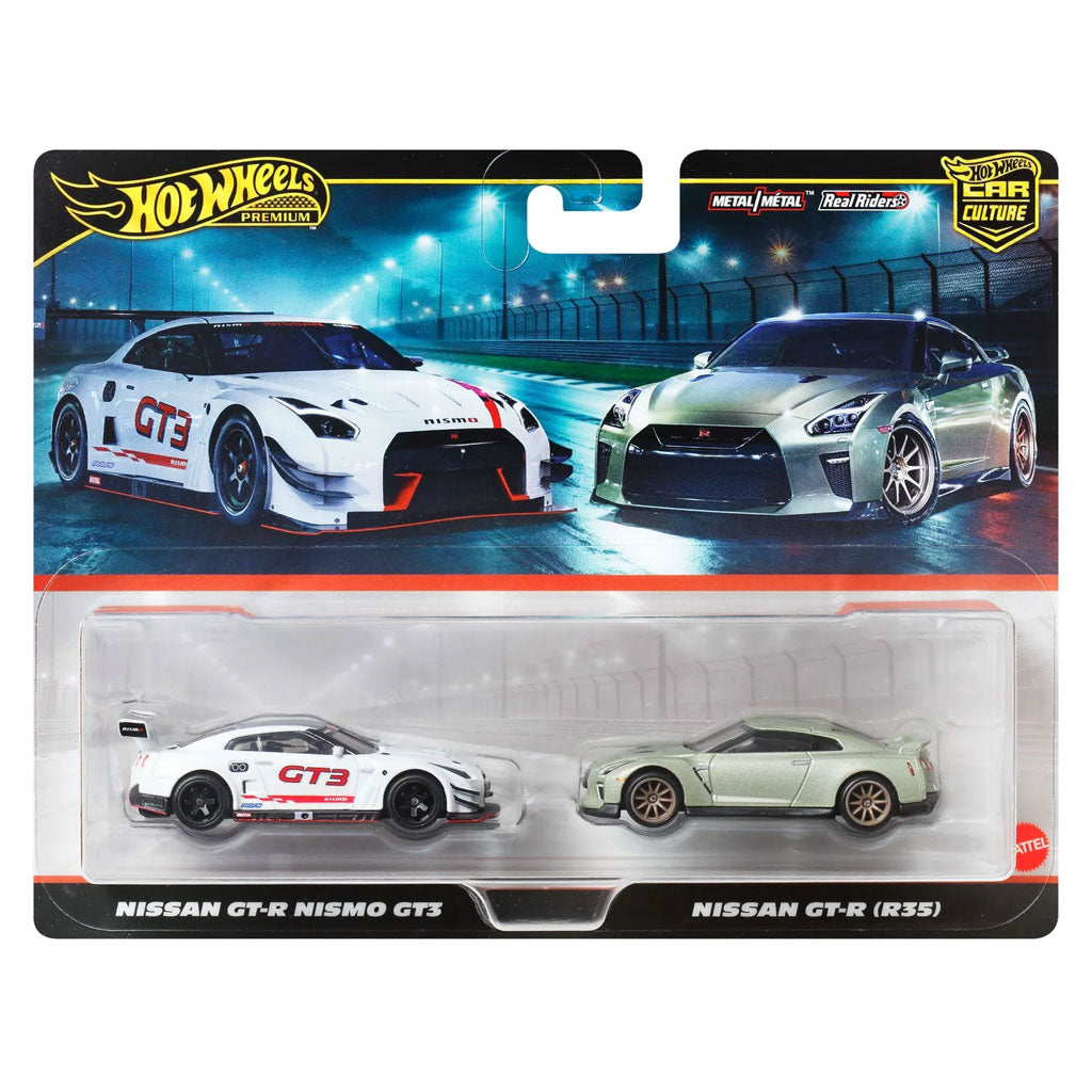 ミニカー Hotwheels NISSAN GTR PREMIUM 8pcs Hot Wheels Premium Twin Pack - Nissan GT-R Nismo GT3 & Nissan GT-R