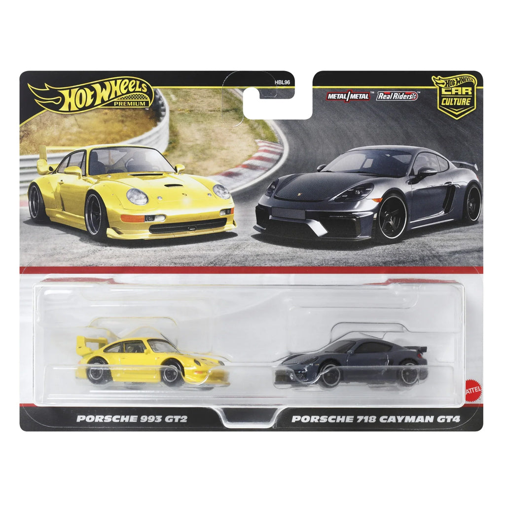 Hot Wheels Premium 2 Pack - Porsche 993 GT2 & Porsche 718 Cayman GT4