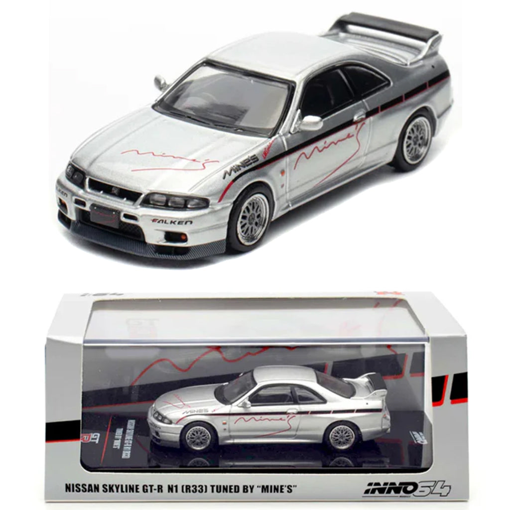 Inno64 Nissan Skyline GT-R R33 N1 Tuned By Mine's Silver (1:64 Scale)