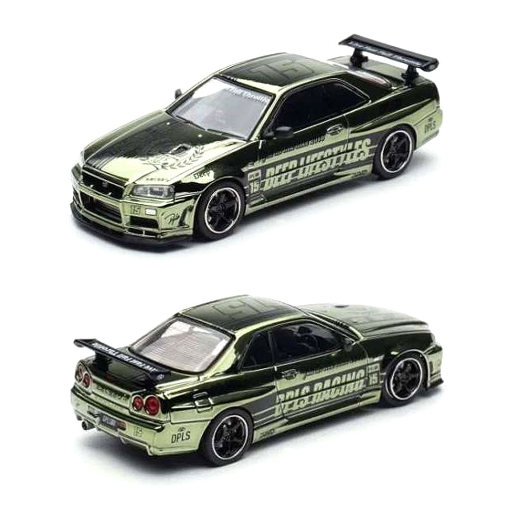 Inno64 Nissan Skyline GT-R R34 DPLS 10th Anniversary Chrome Green 1:64