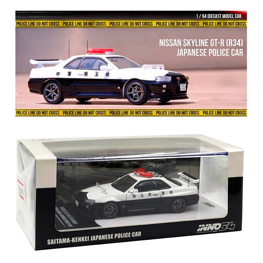 Inno64 Nissan Skyline GT-R R34 Japanese Police Car (1/64)