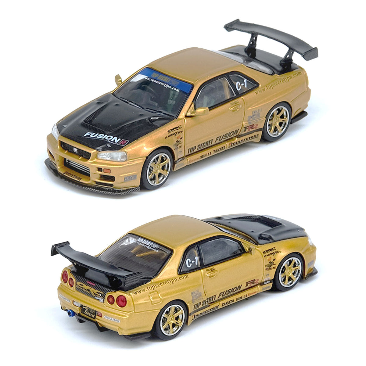 Inno64 Nissan Skyline GT-R R34 Top Secret Gold (1:64 Scale)