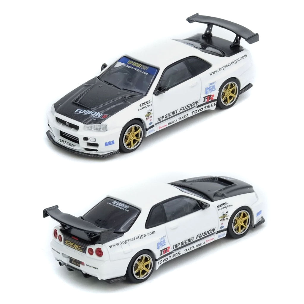 Inno64 Top Secret Nissan Skyline R34 GT-R White (1:64 Scale)