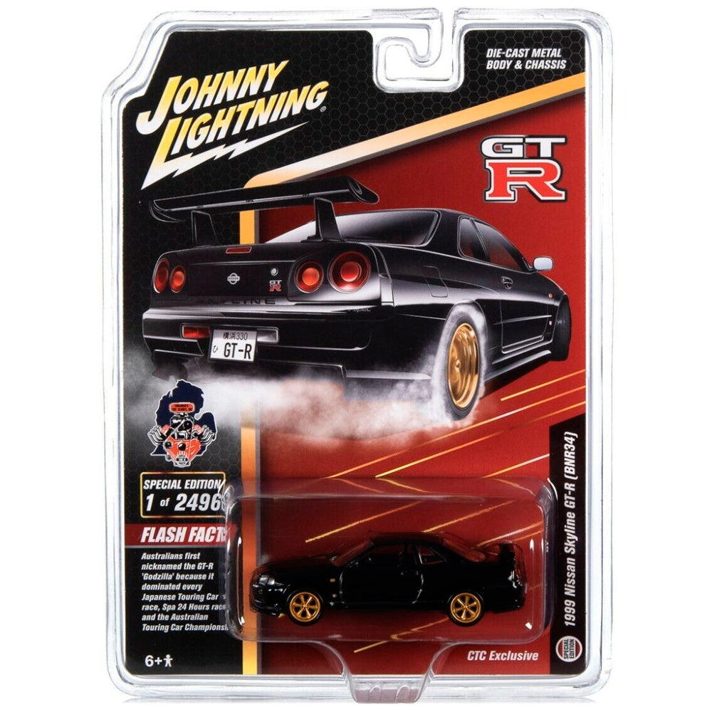 Johnny Lightning 1999 Nissan Skyline GT-R BNR34 Black (1:64 Scale)