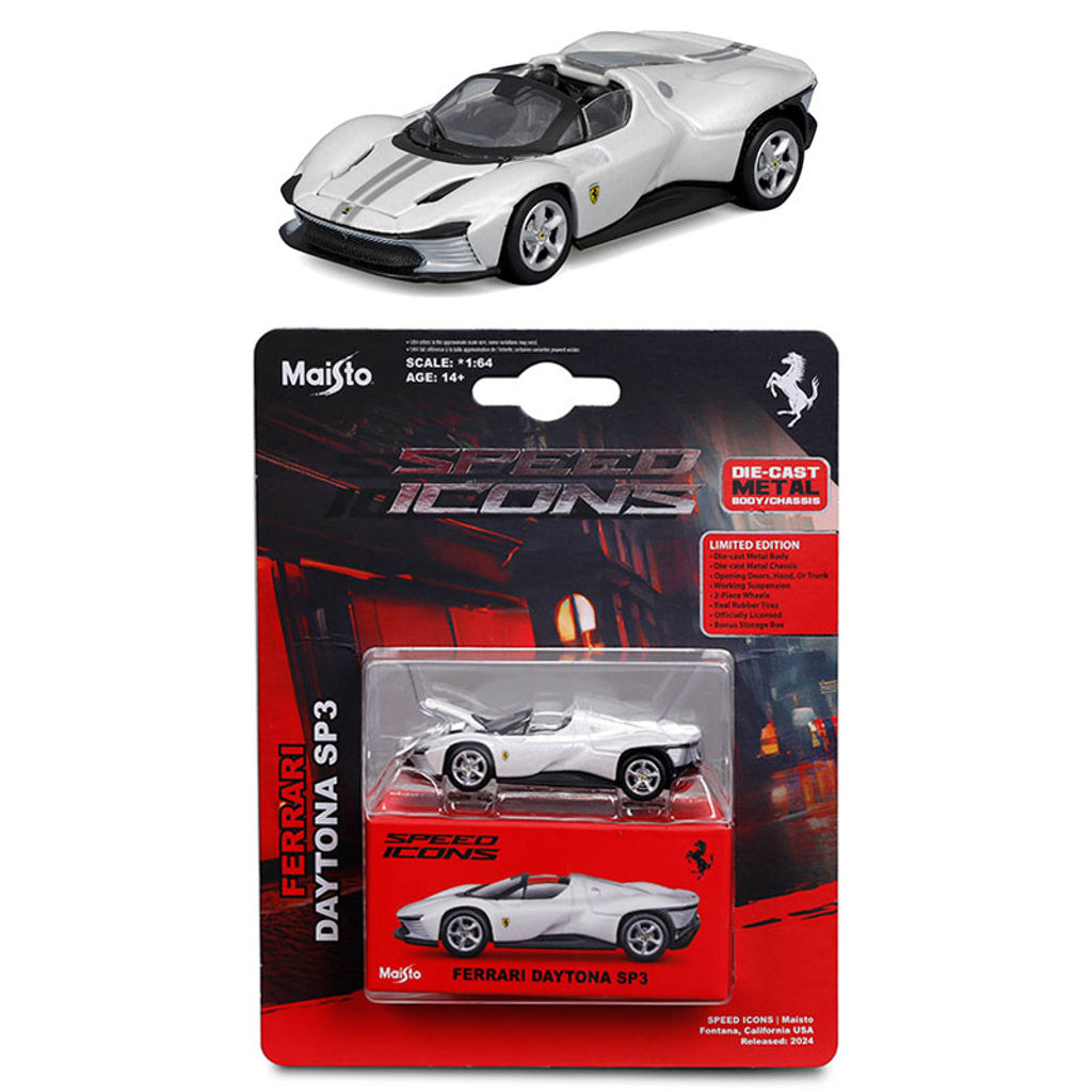 Maisto Ferrari Daytona SP3 White (Speed Icons) (1:64 Scale) – AGR
