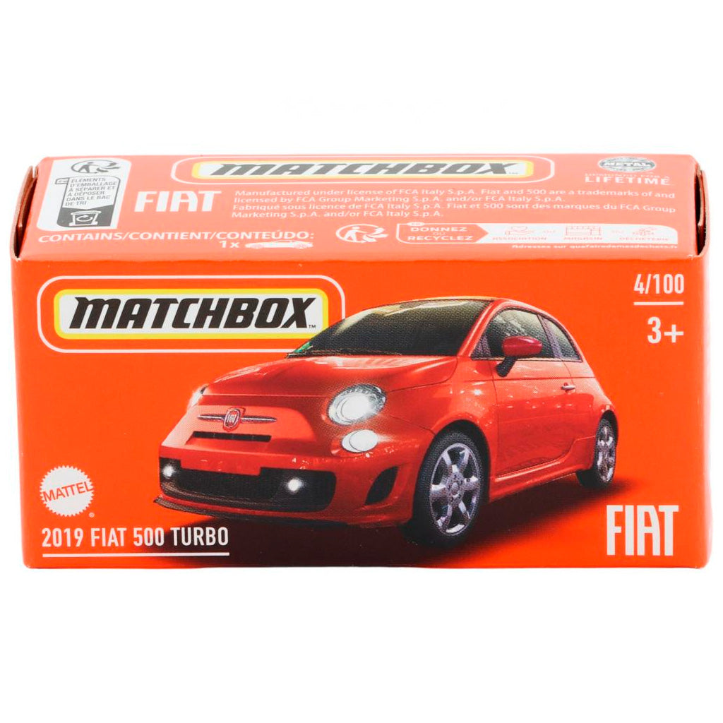 Matchbox Power Grabs - 2019 Fiat 500 Turbo Red (HVR10) (1:64)