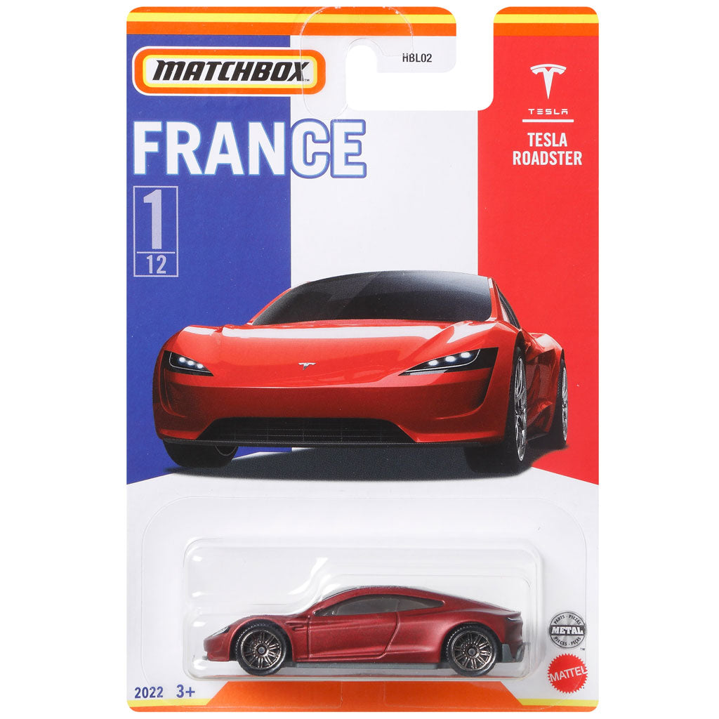 Matchbox Best Of France - 1/12 - Tesla Roadster Red (HFH68) 1:64 Scale