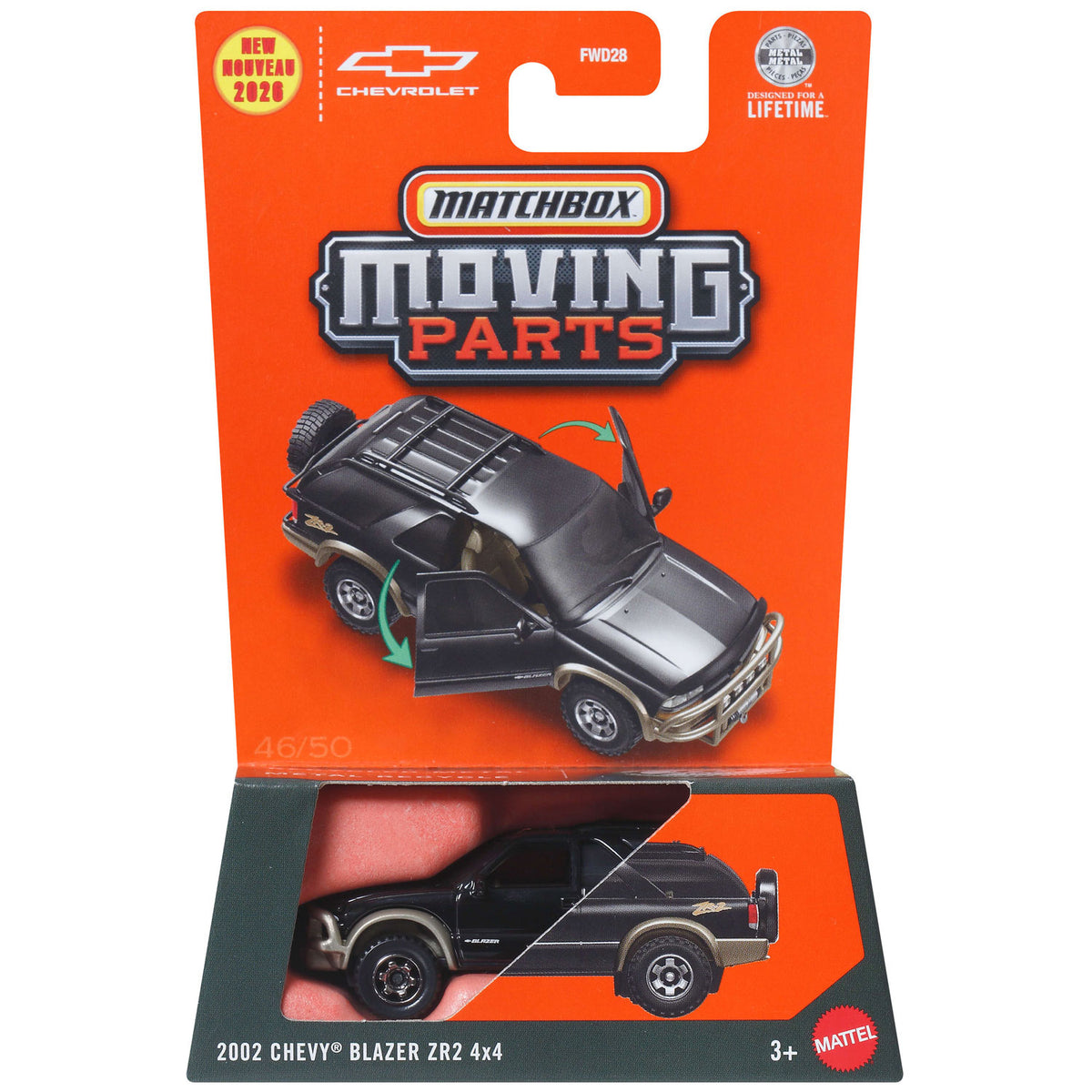 Matchbox Moving Parts 2026 - 2002 Chevy Blazer ZR2 4x4 Black (JHV37)