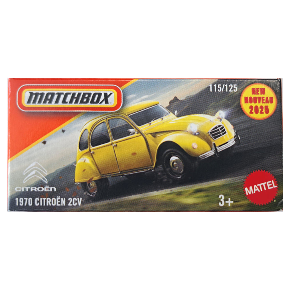 Matchbox Power Grabs - 1970 Citroen 2CV Yellow (JBT95) (1:64 Scale)