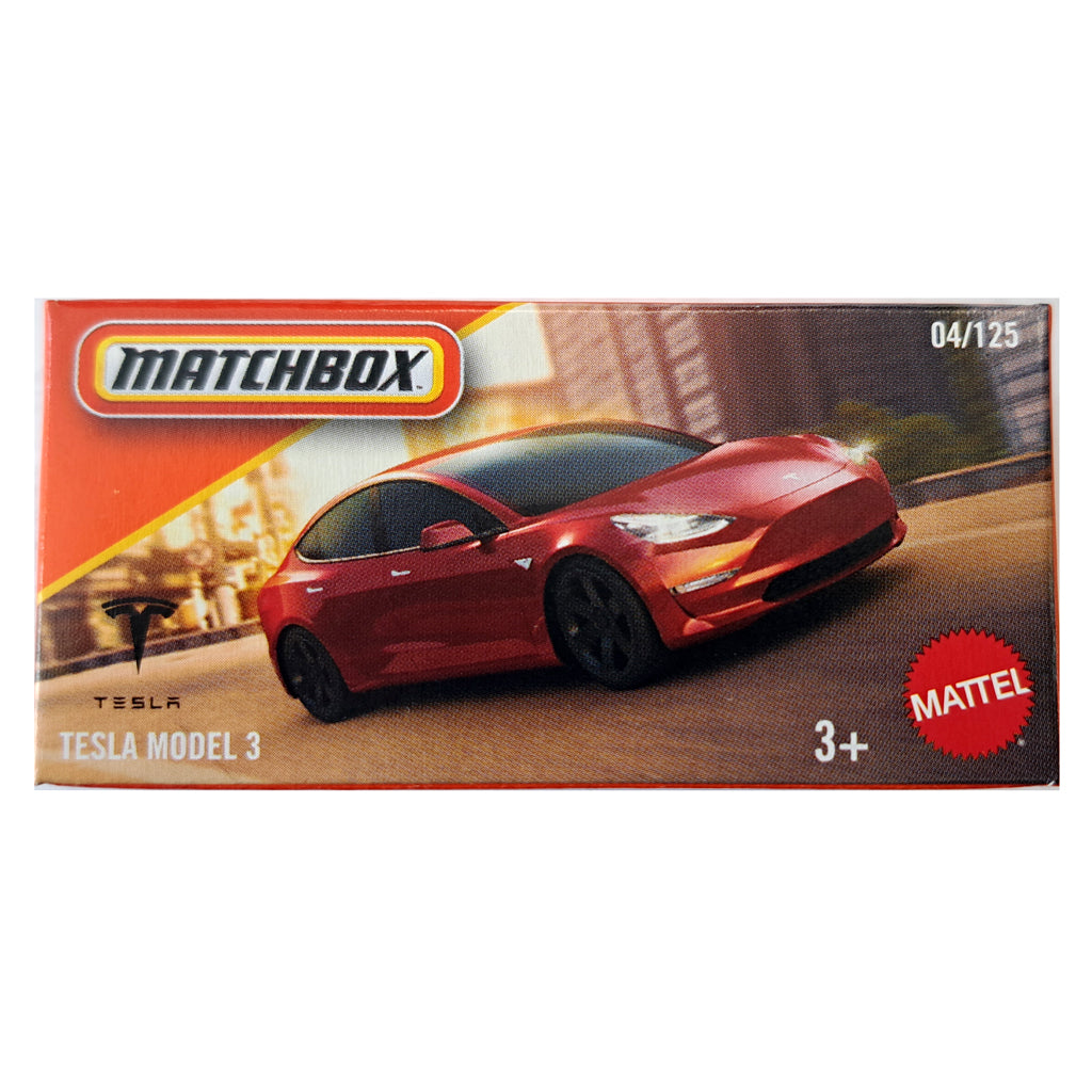 Matchbox Power Grabs - Tesla Model 3 Red (JBV24) (1:64 Scale)