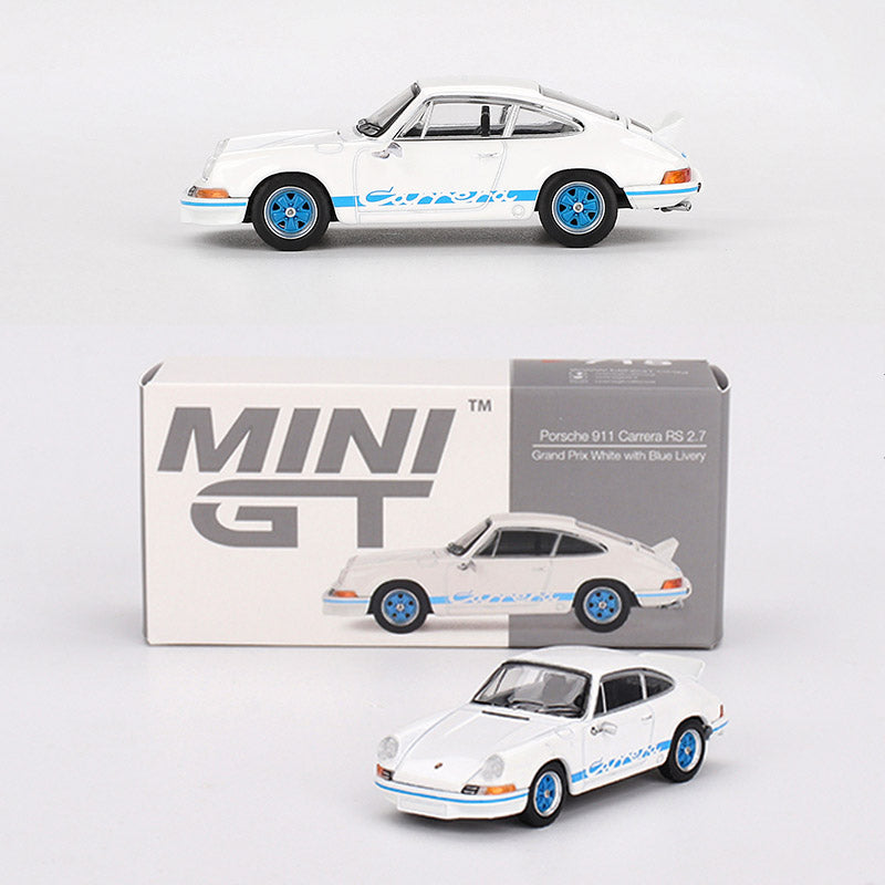 Mini GT Porsche 911 Carrera RS 2.7 Grand Prix White With Blue (715)