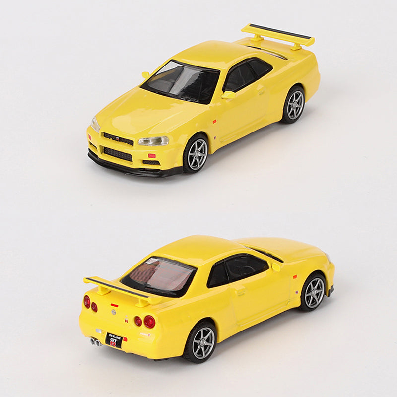 Mini GT Nissan Skyline GT-R R34 V-Spec Lightning Yellow (762) (1