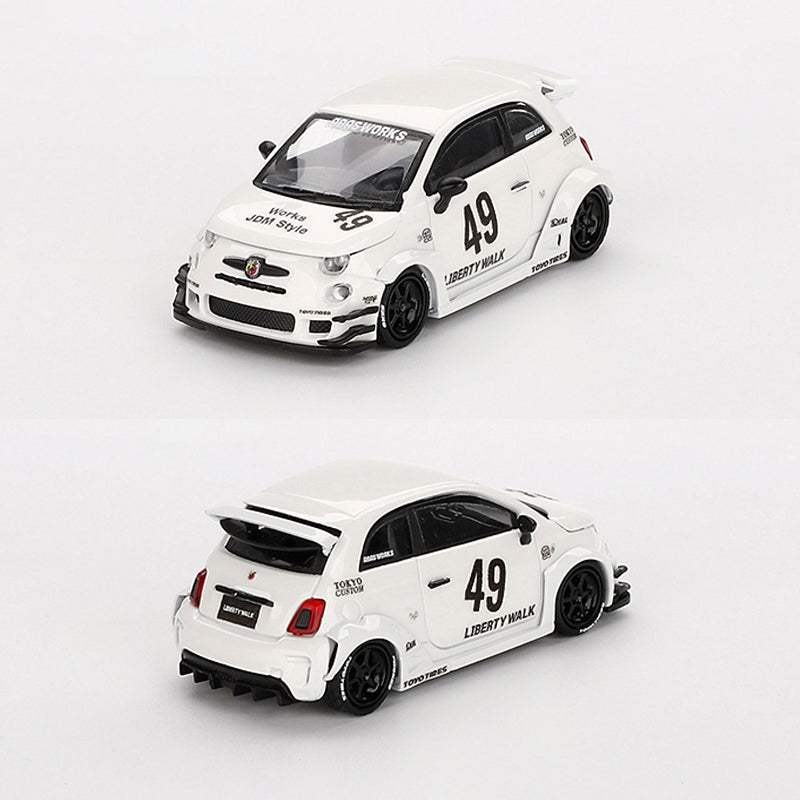 Mini GT LB-Works x Abas Works Abarth 595 White (809) (1:64 Scale)