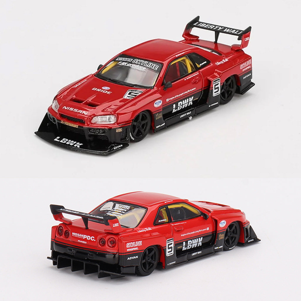 ミニカー MINI GT Nissan LB-ER34 Red Chrome MINIGT.com – Welcome to the World of 1:64!