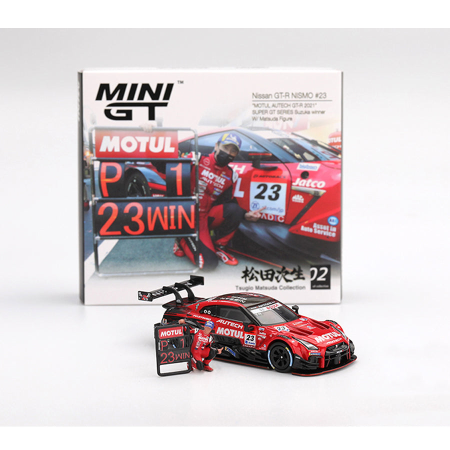 Mini GT Nissan GT-R Nismo #23 Motul Super GT 2021 & Figure (875) 1:64