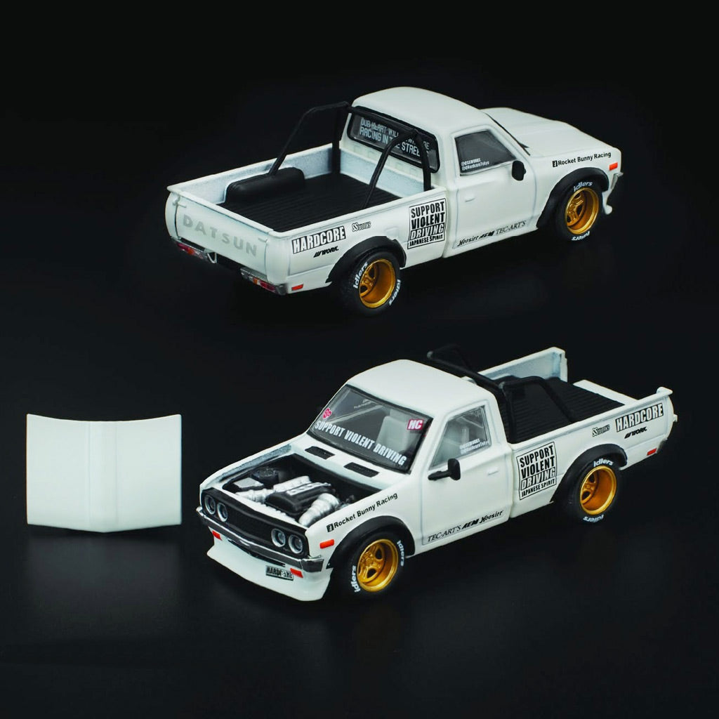 Pop Race Pandem Datsun 620 White (350) (1:64 Scale)