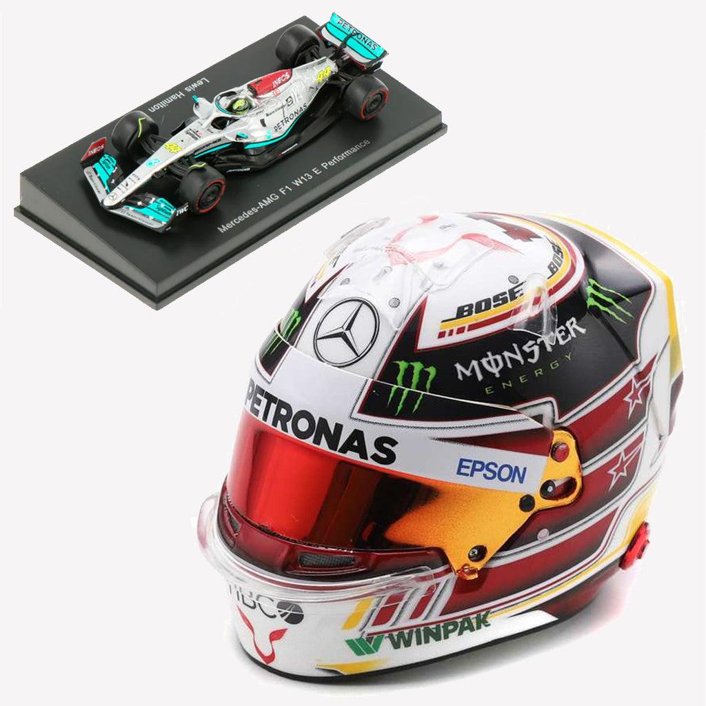 Lewis Hamilton Mexican GP 2018 Mercedes 1:5 Helmet & 1:64 Mercedes W13