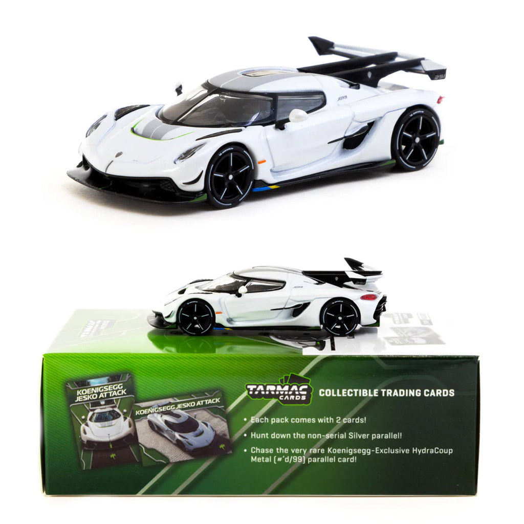 Tarmac Works Koenigsegg Jesko Attack White With Tarmac Cards (1:64)