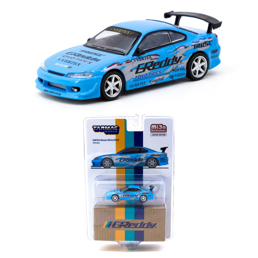 Tarmac Vertex Nissan Silvia S15 GReddy Blue (1:64) (Blister Pack