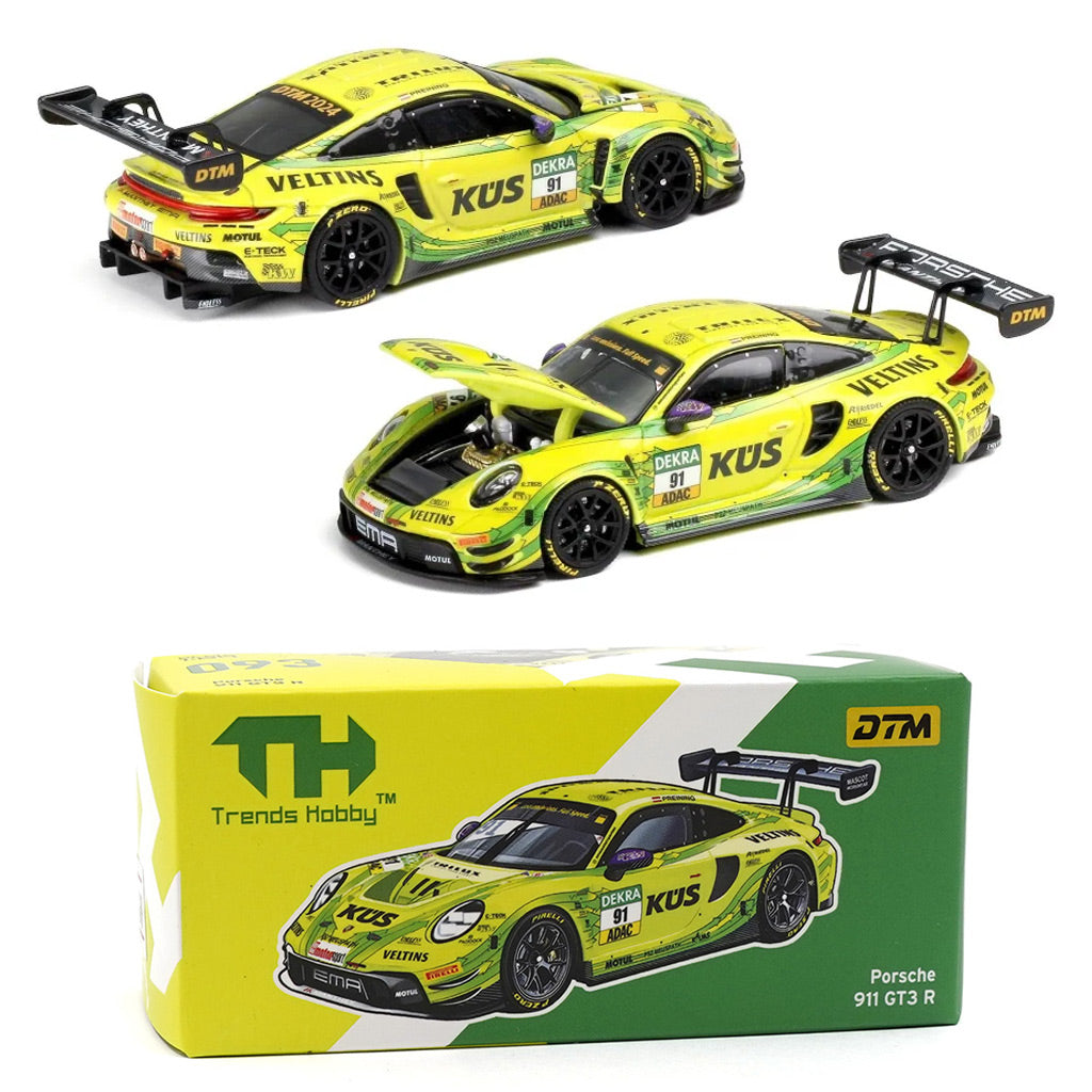 Trends Hobby Porsche 911 GT3 R #91 DTM 2024 Yellow (1:64 Scale)