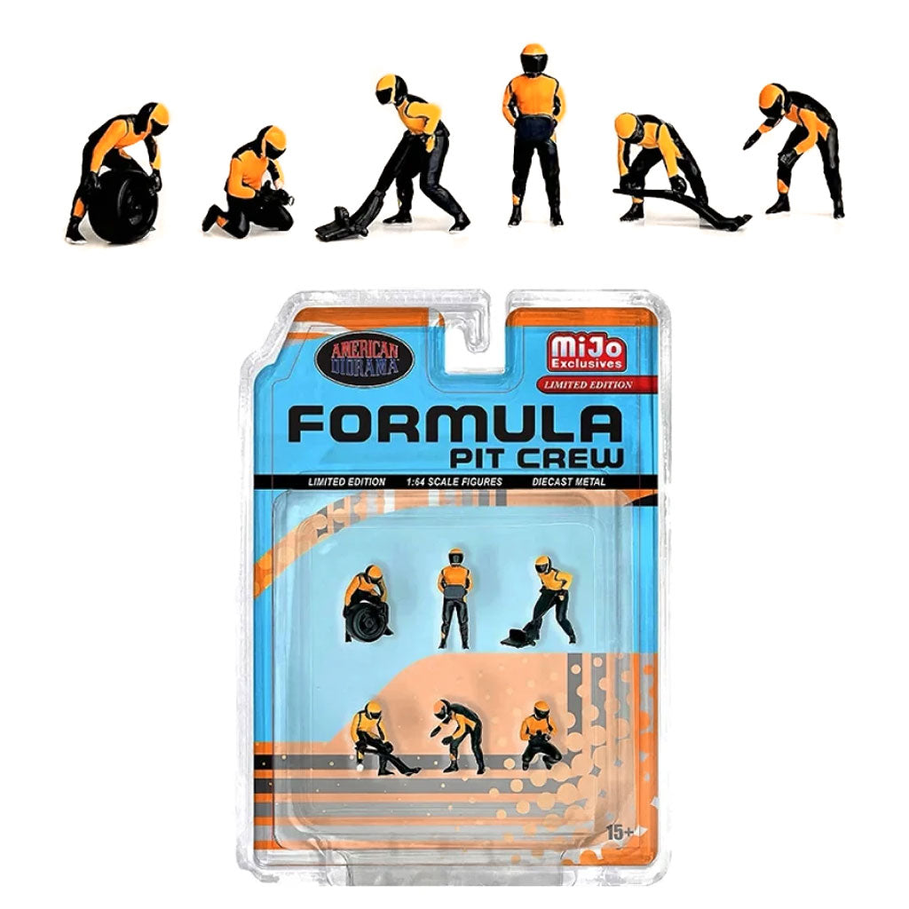 American Diorama 1:64 Scale Formula 1 Pit Crew Set - Team Orange