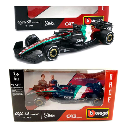 Bburago Alfa Romeo C43 F1 2023 Italian Monza Livery #77 Bottas (1:43)