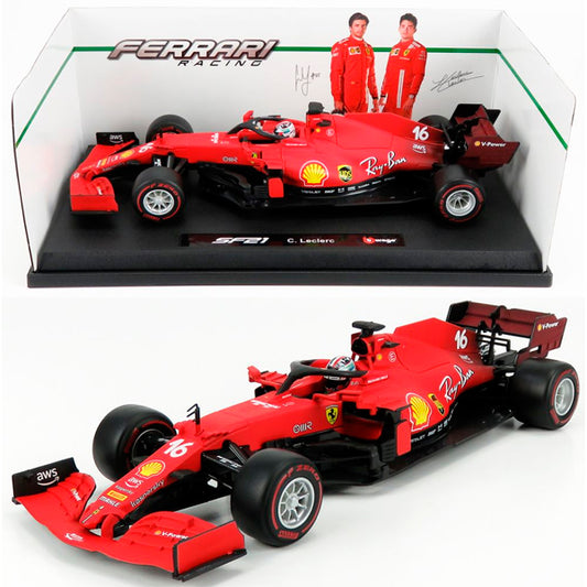 Bburago Ferrari SF21 #16 2021 F1 Charles Leclerc (Soft Tyres) (1:18)