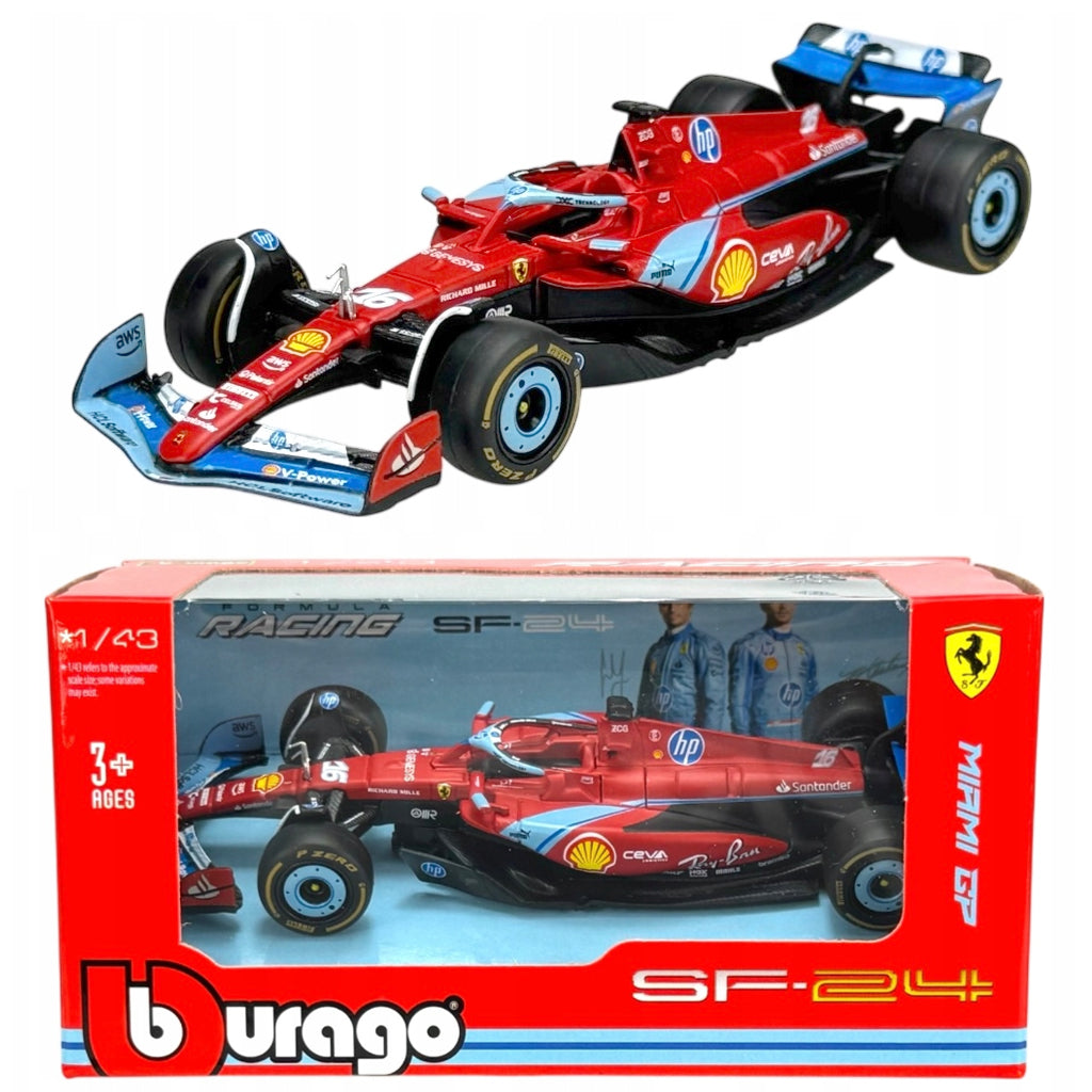 Bburago Ferrari SF24 F1 2024 Miami GP #16 Charles Leclerc (1:43 Scale)