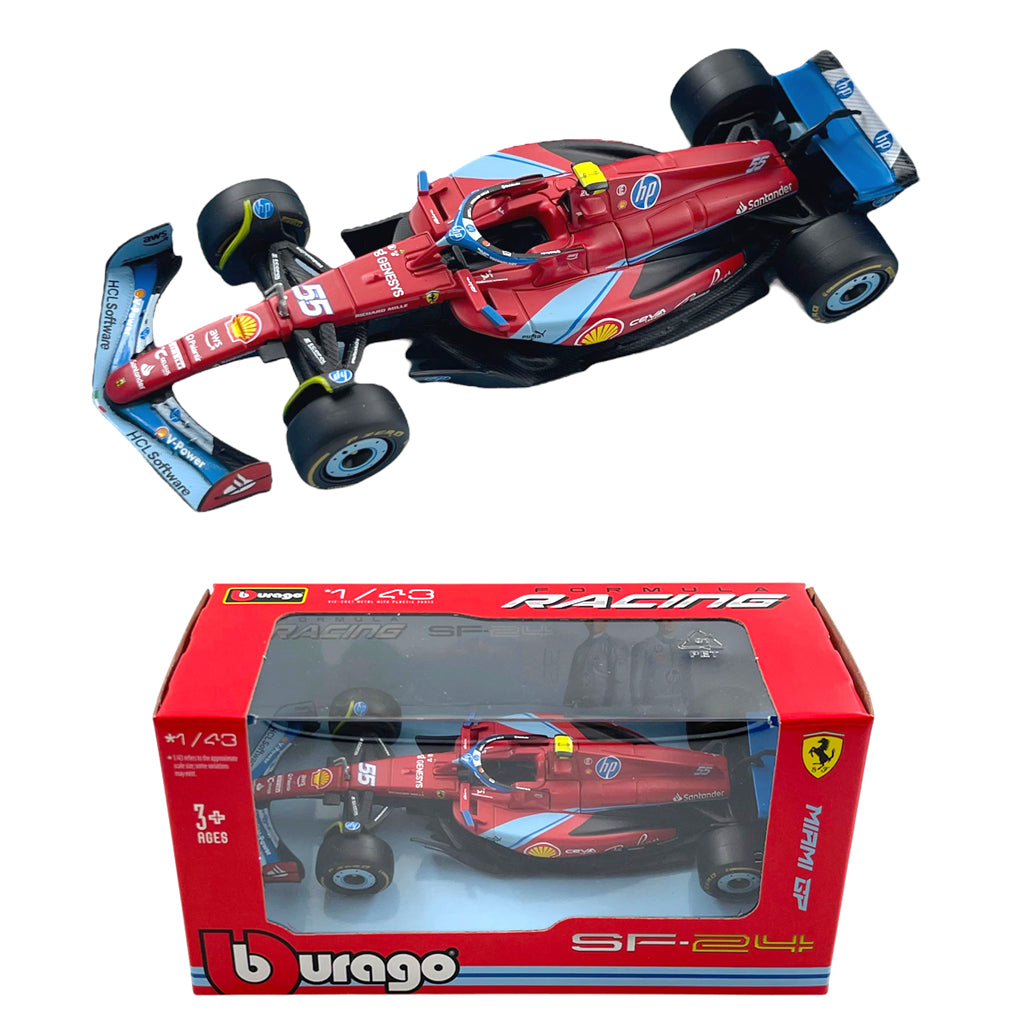 Bburago Ferrari SF24 F1 2024 Miami GP #55 Carlos Sainz (1:43 Scale)