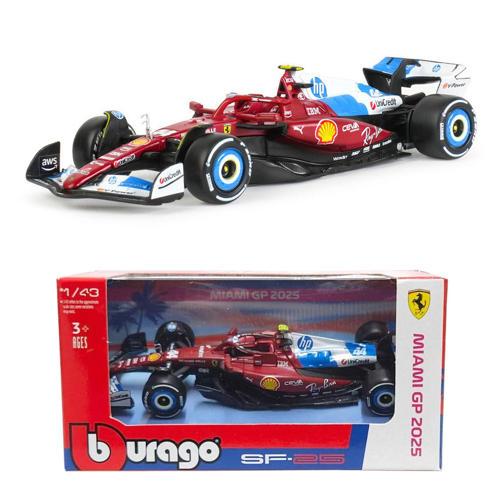 Bburago Ferrari SF-25 F1 2025 Miami GP #44 Lewis Hamilton (1:43 Scale)