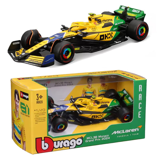 Bburago McLaren MCL38 F1 2024 Monaco GP Senna Livery #4 Norris (1:43)