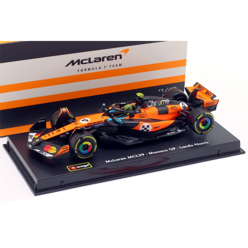 Bburago McLaren MCL39 F1 2025 Monaco GP #4 Norris With Case (1:43)