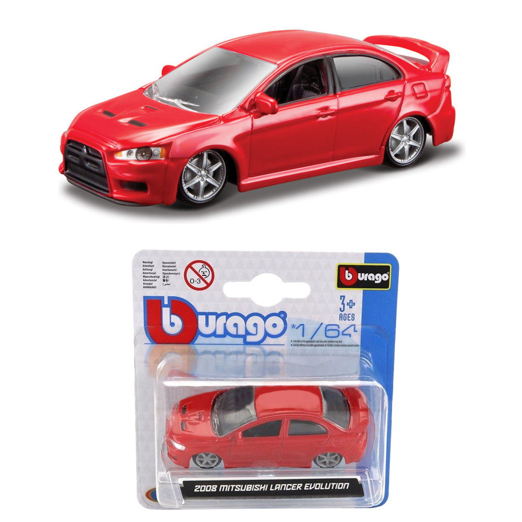 Bburago 2008 Mitsubishi Lancer Evolution X Red (Approx 1:64 Scale)