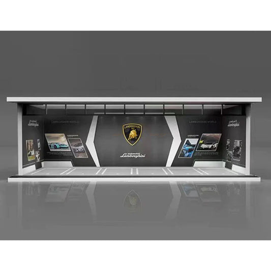 Black Box Diorama Parking Garage With LED Light - Lamborghini (1:64)