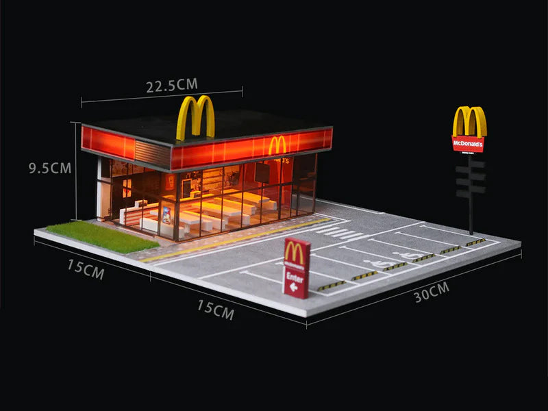 Black Box Diorama McDonalds Parking Lot With Lighting (1:64 Scale)