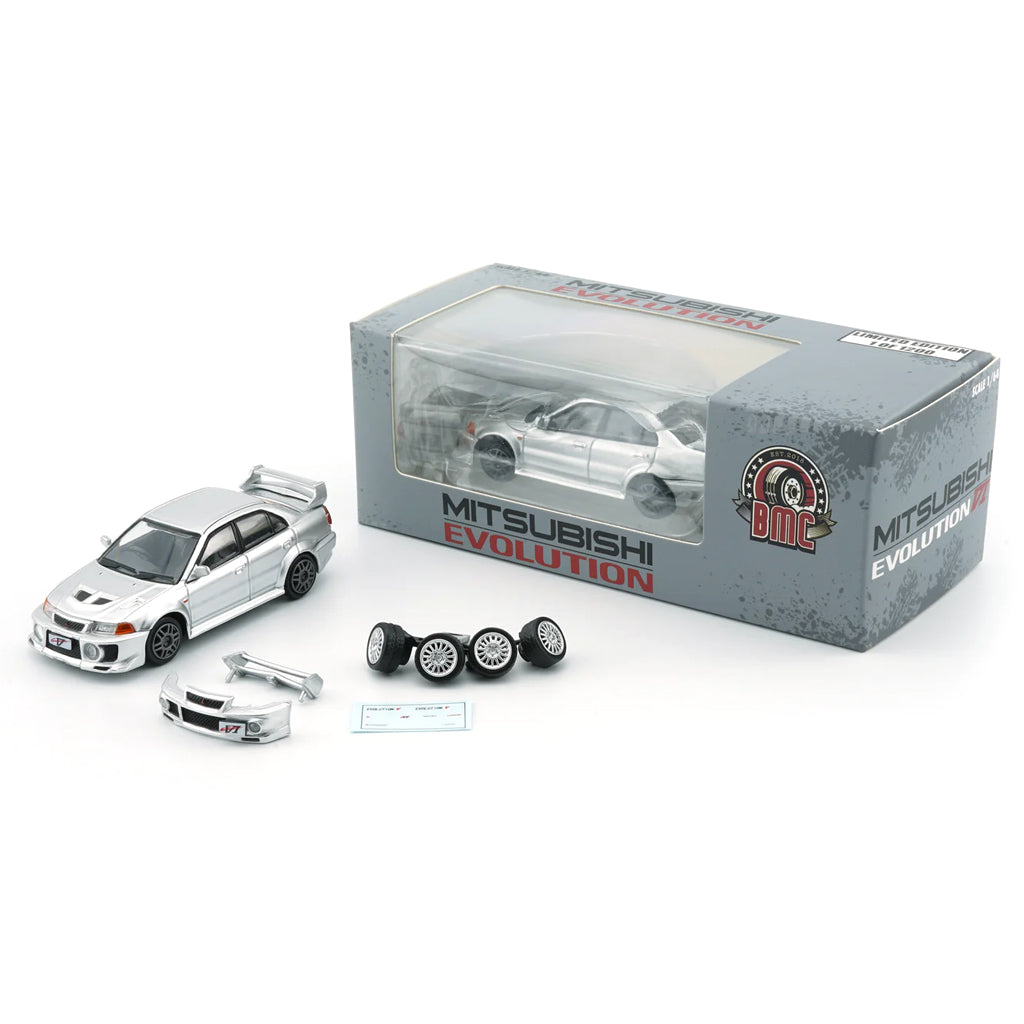 BM Creations Mitsubishi Lancer Evolution V and VI Silver (1:64 Scale)