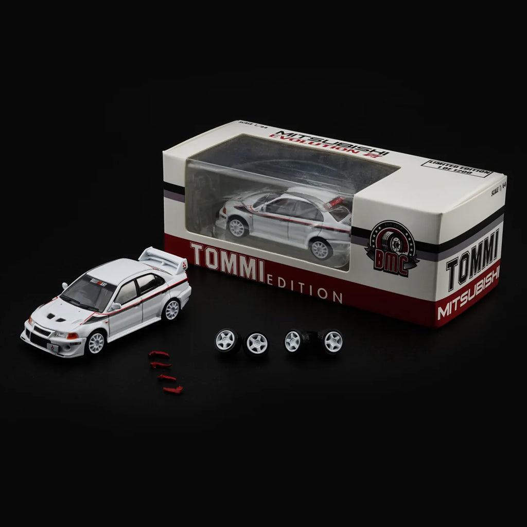 BM Creations Mitsubishi Lancer Evolution VI White Tommi Edition (1:64)