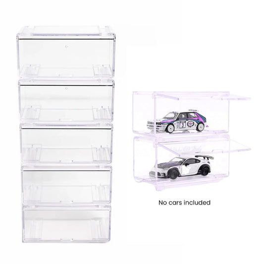 1:64 Scale Diecast Vehicle Storage Boxes Clear (Set Of 5 Boxes)