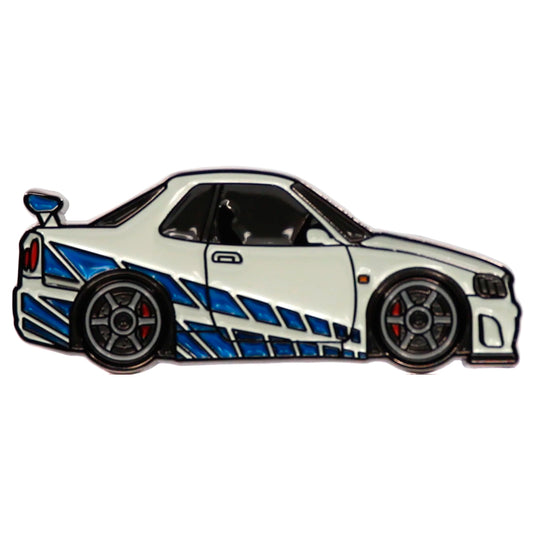 Faith Pin Badge - Nissan Skyline R34 Silver / Blue