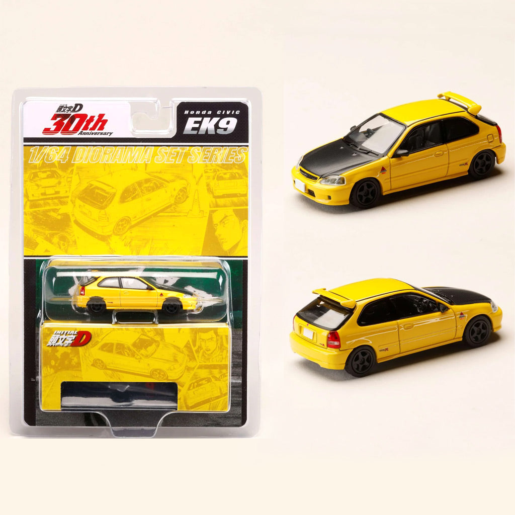 Hobby Japan Honda Civic EK9 Yellow Initial-D Todo Academy (1:64 Scale)